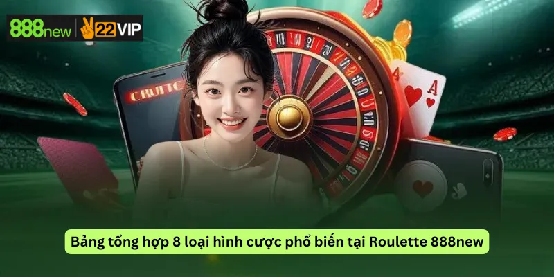 Bảng tổng hợp 8 loại hình cược phổ biến tại Roulette 888new